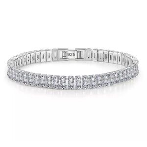 NEW 925 STERLING SILVER PRINCESS CUT DIAMOND BRACELET
